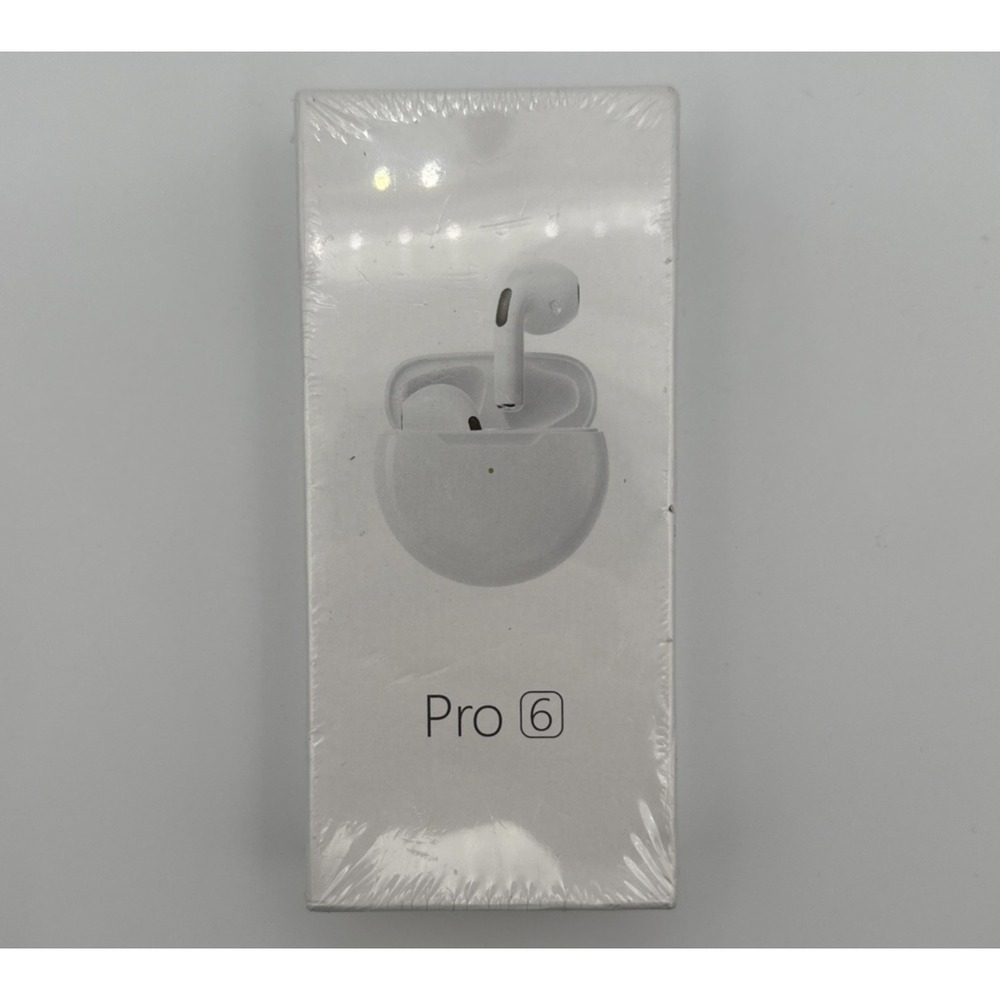 Pro 6 Earbuds Wireless Earphones White with Charging Case New in Box NIB Sealed